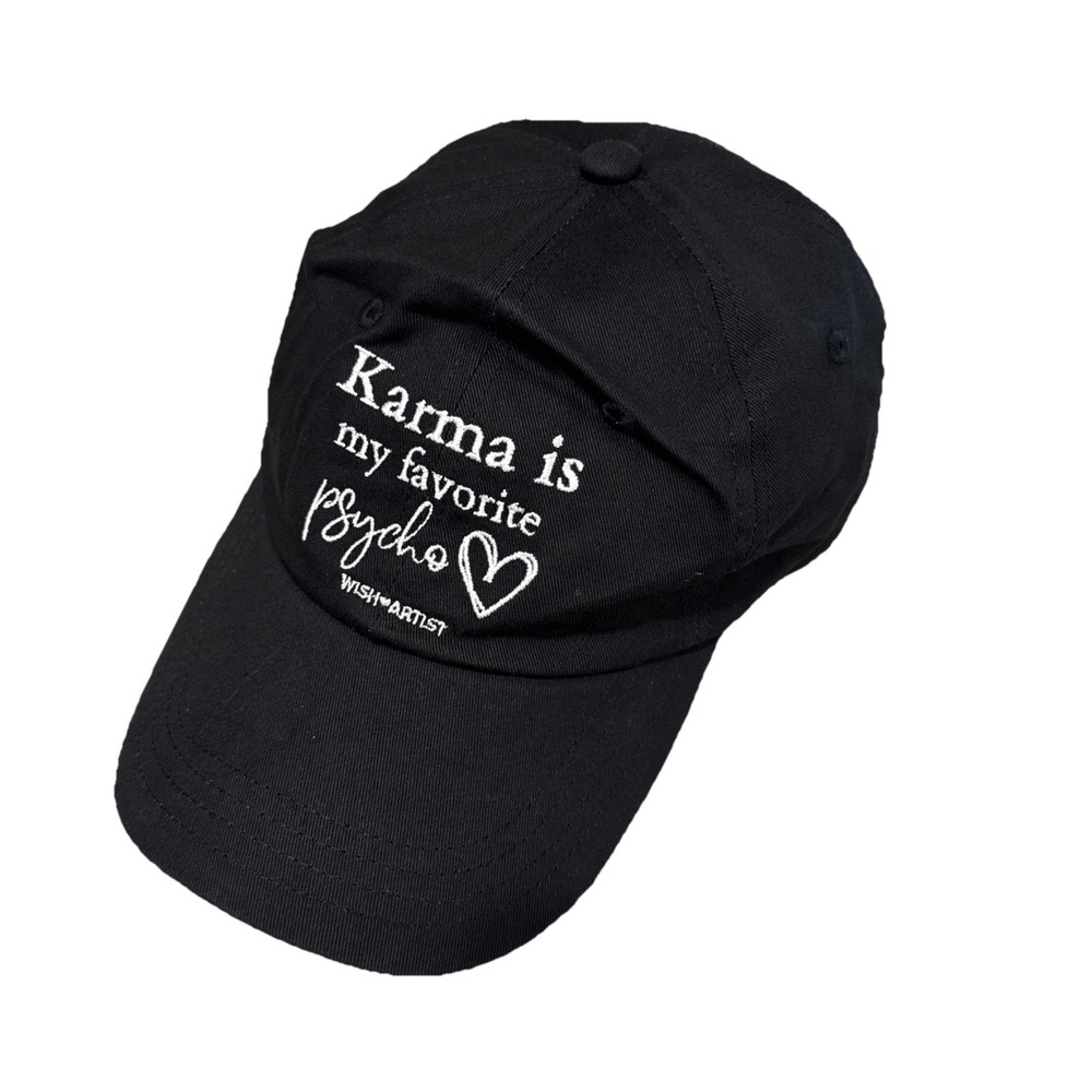 Black Baseball Cap Karma is My Favorite Psycho Wish‎ Embroidered Adjustable